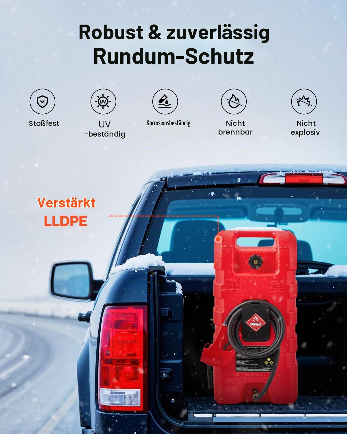 VEVOR Kraftstofftrolley, 56,78 L, Kraftstoffkanister mit Schwerkraft- & Handpumpenmodus, Benzinkanister, 3 m Förderschlauch & Handpumpe, Gasbehälter für Motorboote, Geländefahrzeuge, Benzin & Diesel