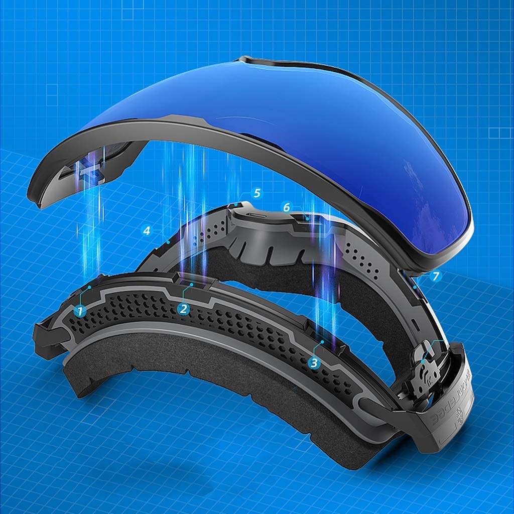 Gogle narciarskie Hyperboloid HD Dwuwarstwowe przeciwmgielne Gogle narciarskie Sprzęt Magnetyczne Quick Release Cocker Krótkowzroczność Okulary Unisex Gogle Gogle śnieżne (kolor: F Rozmiar: 17,5 * 9,