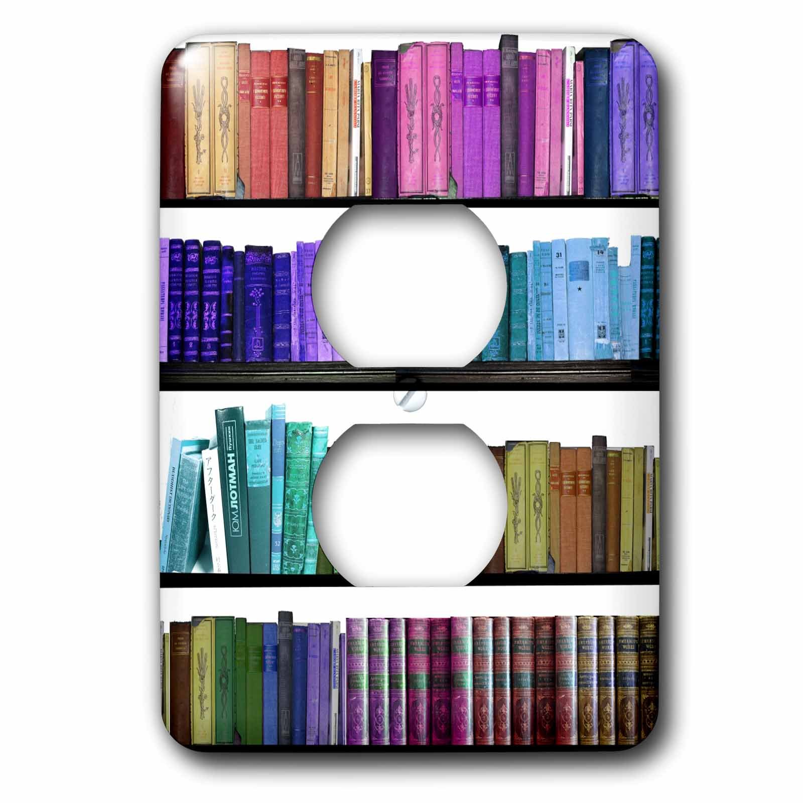 Bibliothèque colorée arc-en-ciel double prise de courant pour salon