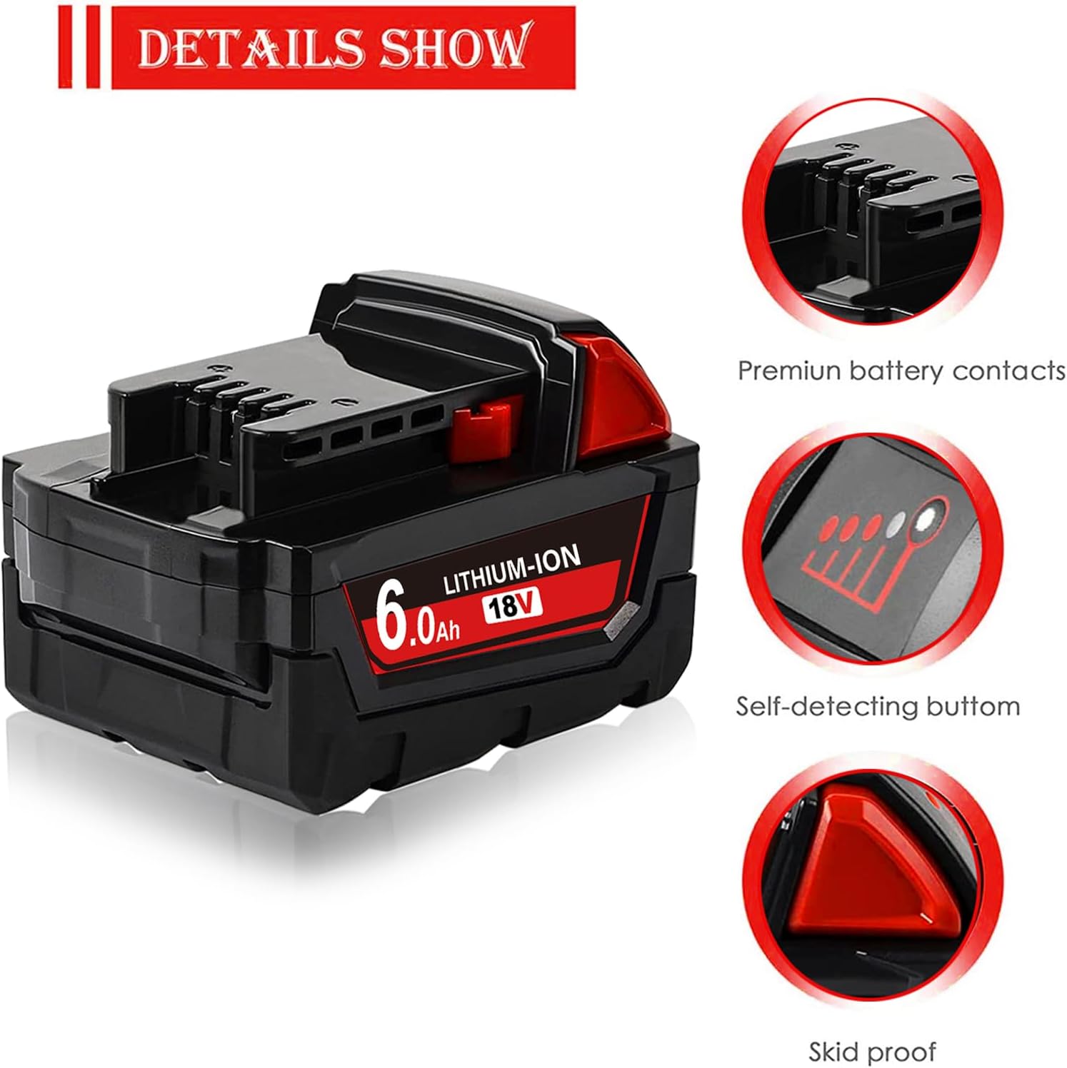 2 Packs Batteries 6.0Ah 18V Battery Replacement