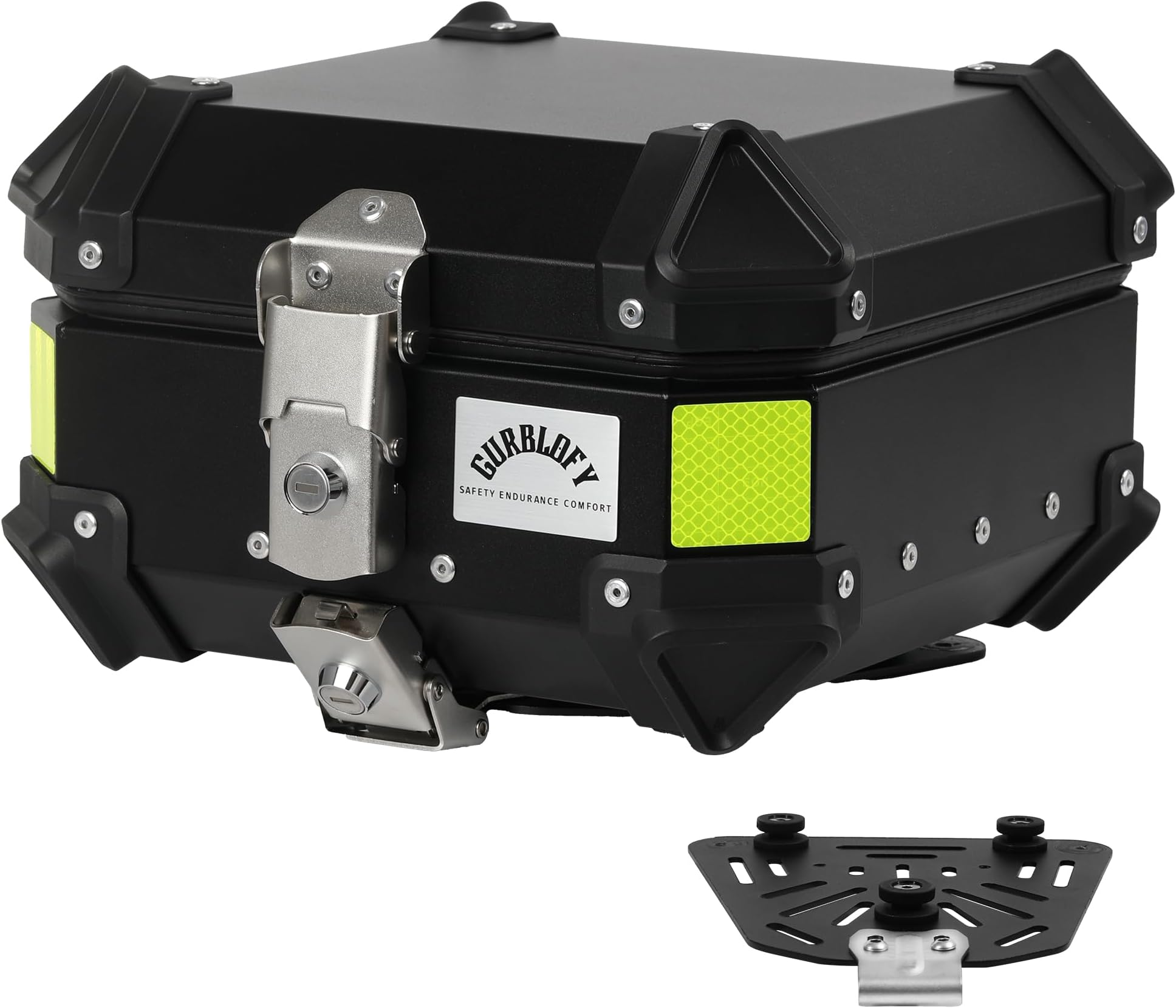 Motorcycle Top Case, 15L Aluminum Compact Motorcycle Top Box with Anti-Theft Lock System, Waterproof, Easy Installation with Universal Bracket, For Urban Commuter, Black, GBTC-15BL