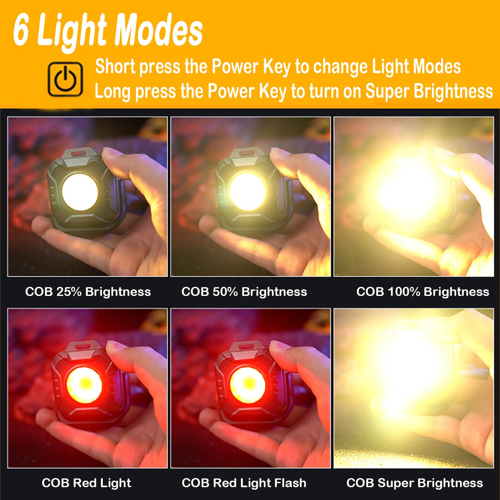LED Work Light Rechargeable, Keychain Work Light 2pack 1000 Lumens 6 Lighting Model Magnetic Mini Flashlight For Job Site, Car Repairing, Camping, Night Working, Running - View #4