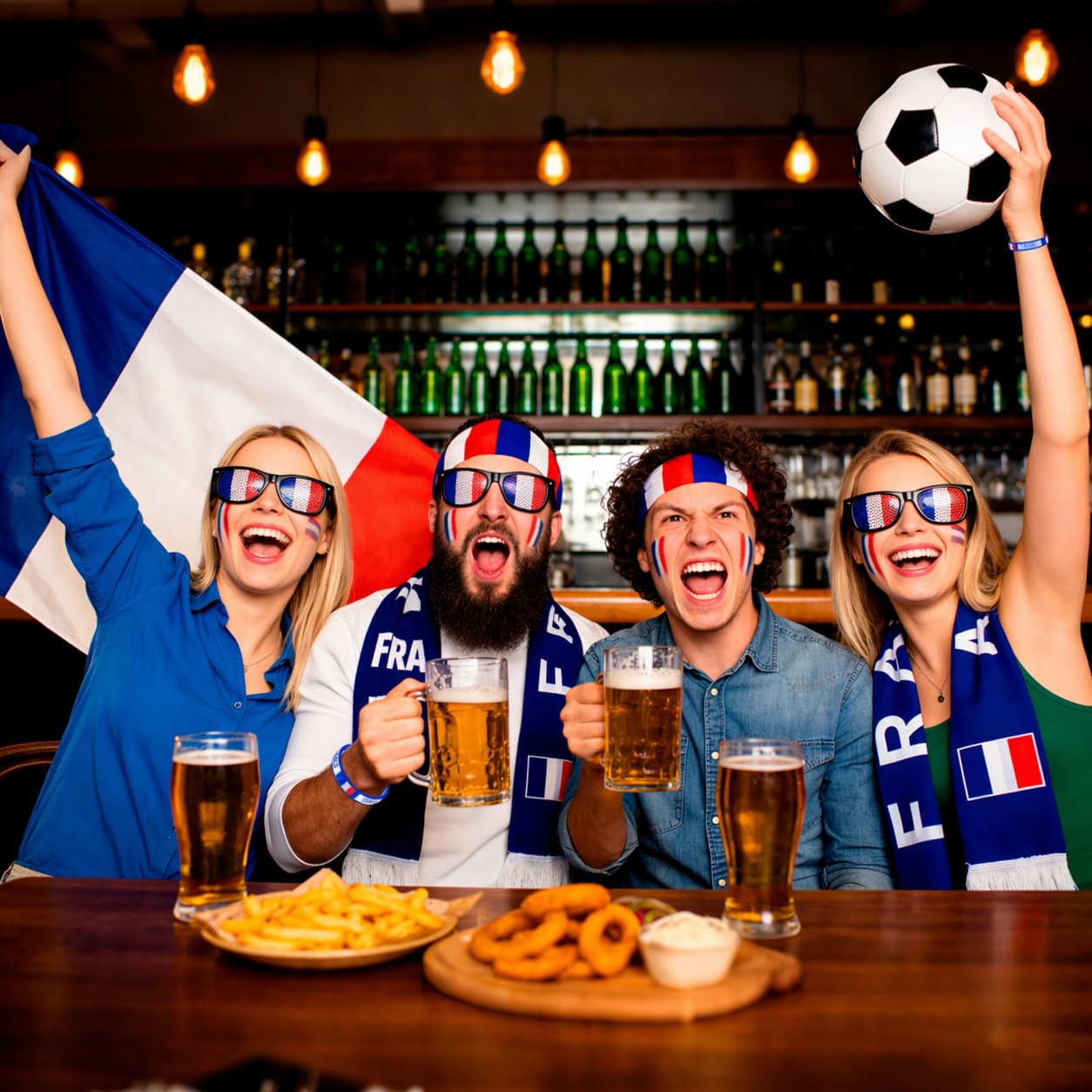 Kit Supporter France 5 Pièces Maillot Equipe de France Foot 2026, France Écharpe Bracelet Lunettes Bandeau et Plus, Accessoires Fan Coupe du Monde 2026, Kit Supporter pour Stade Fête