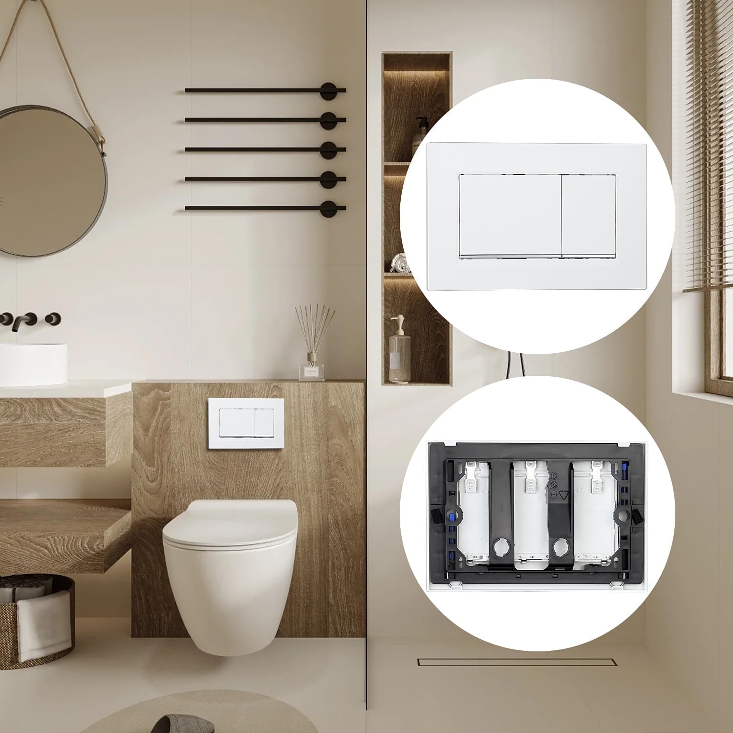 Dual Flush Wall Hung Toilets Water Tank Flush Plate,Compatible with Geberit Sigma 30-115.883.KJ.1,Toilet Tank Replacement Part with Save water,Easy Installation(White-S)
