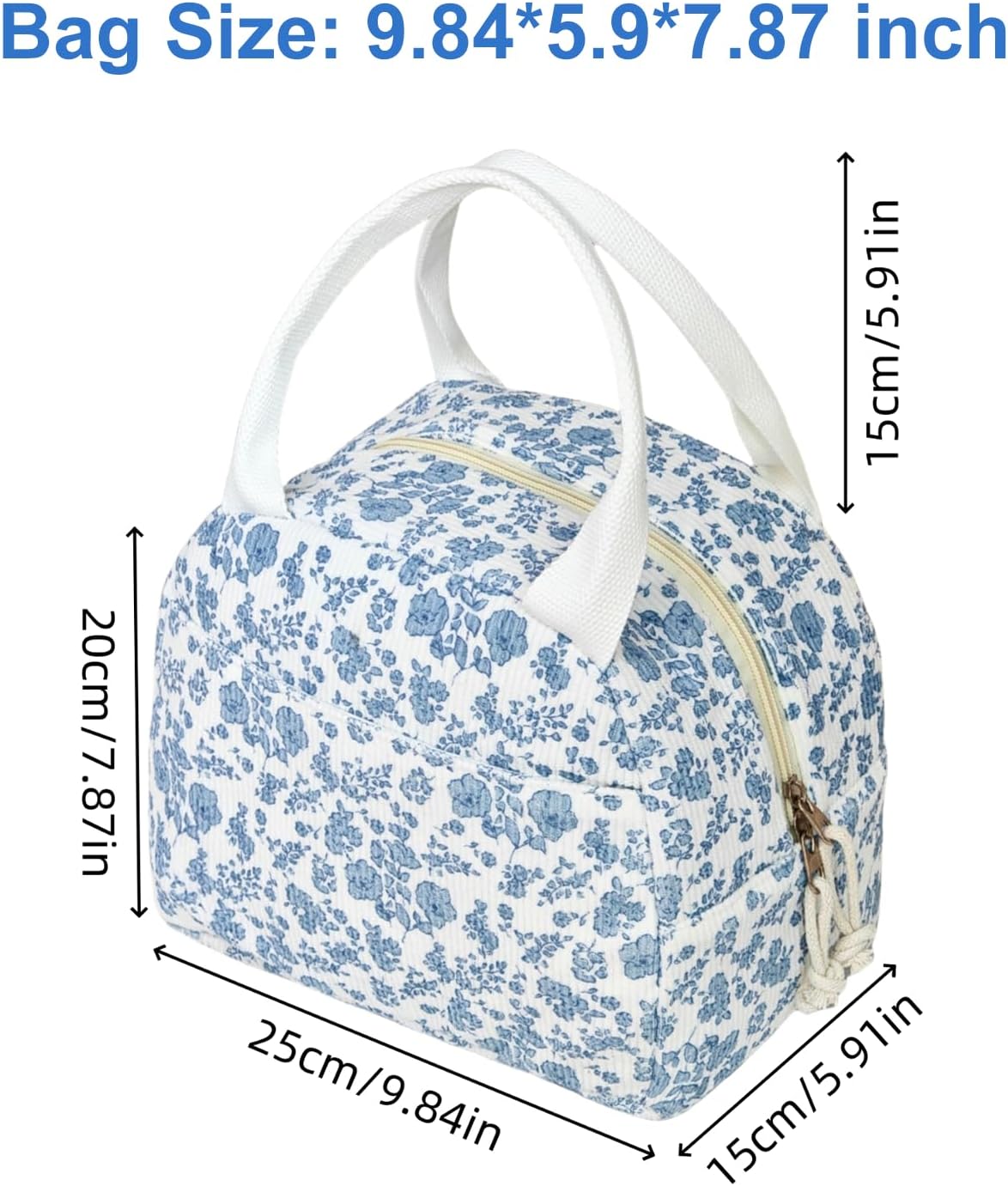 Lunch Box for Women, Reusable Insulated Lunch Box Floral Tote Bags Corduroy Totes for Women Office Work Travel Picnic thumbnail