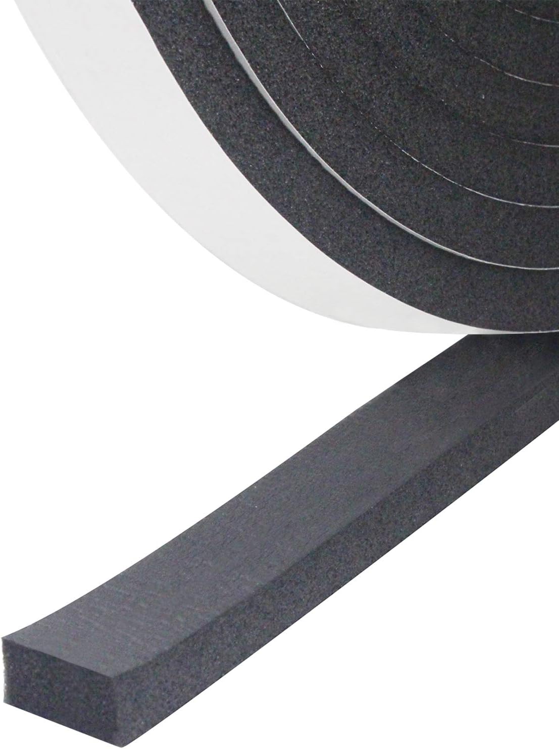 Storystore Foam Insulation Tape Self Adhesive, Weather Stripping for Doors and Window, Sound Proof Soundproofing Door Seal, Weatherstrip, Air Conditioning Seal Strip (3/4In x 3/8In x 16.5Ft, Black)