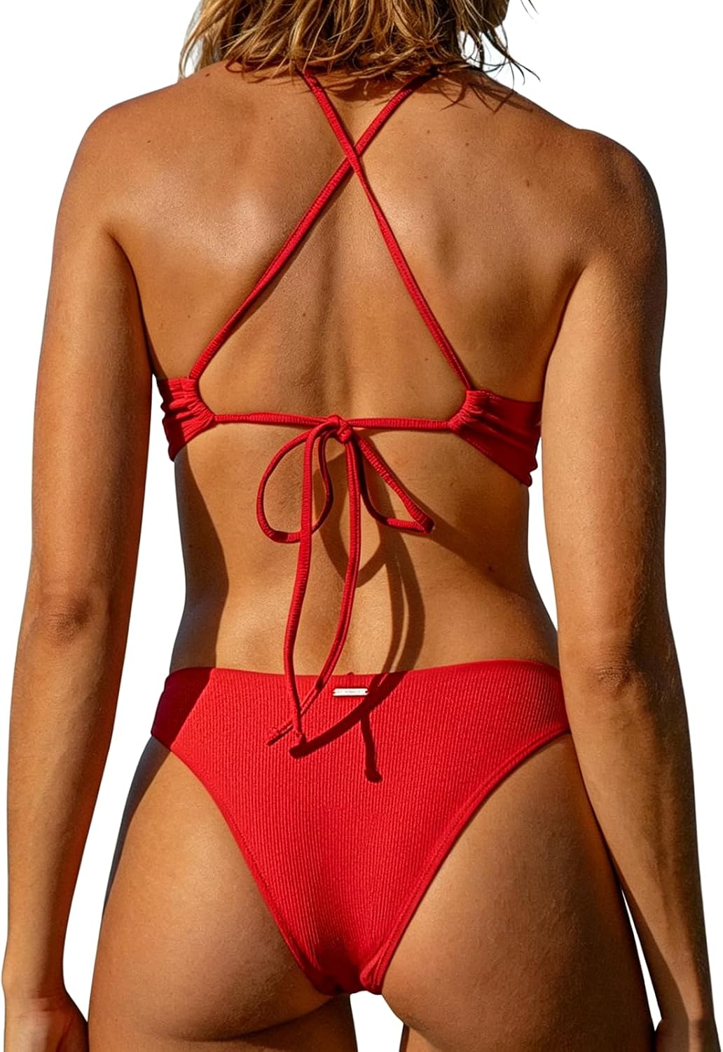 BERLOOK Bikini Tops for Women Bathing Suit Twist Tie Back Swimsuits V Neck Push Up Bikini Top Cheeky Swimwear