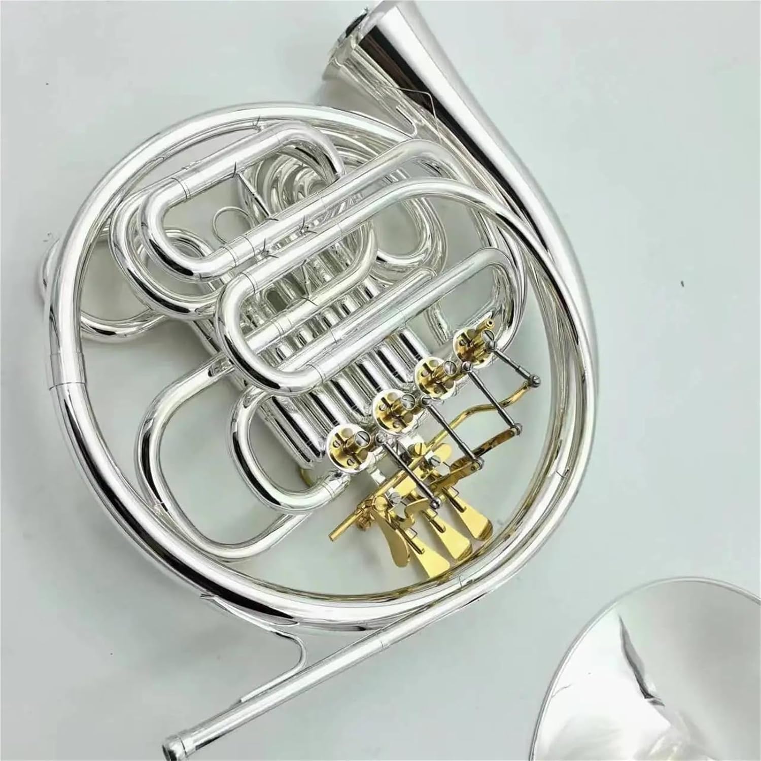 フレンチホルン楽器 プロフェッショナルパフォーマンスタイプフレンチホルンダブル4キーFチューニングBbチューニングシルバーアクセサリ
