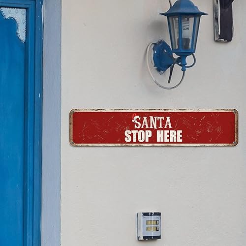 Vista 58 de Santa's Workshop North Pole Street Letreros personalizados de metal para exteriores, letrero de metal de bienvenida para Navidad, decoración