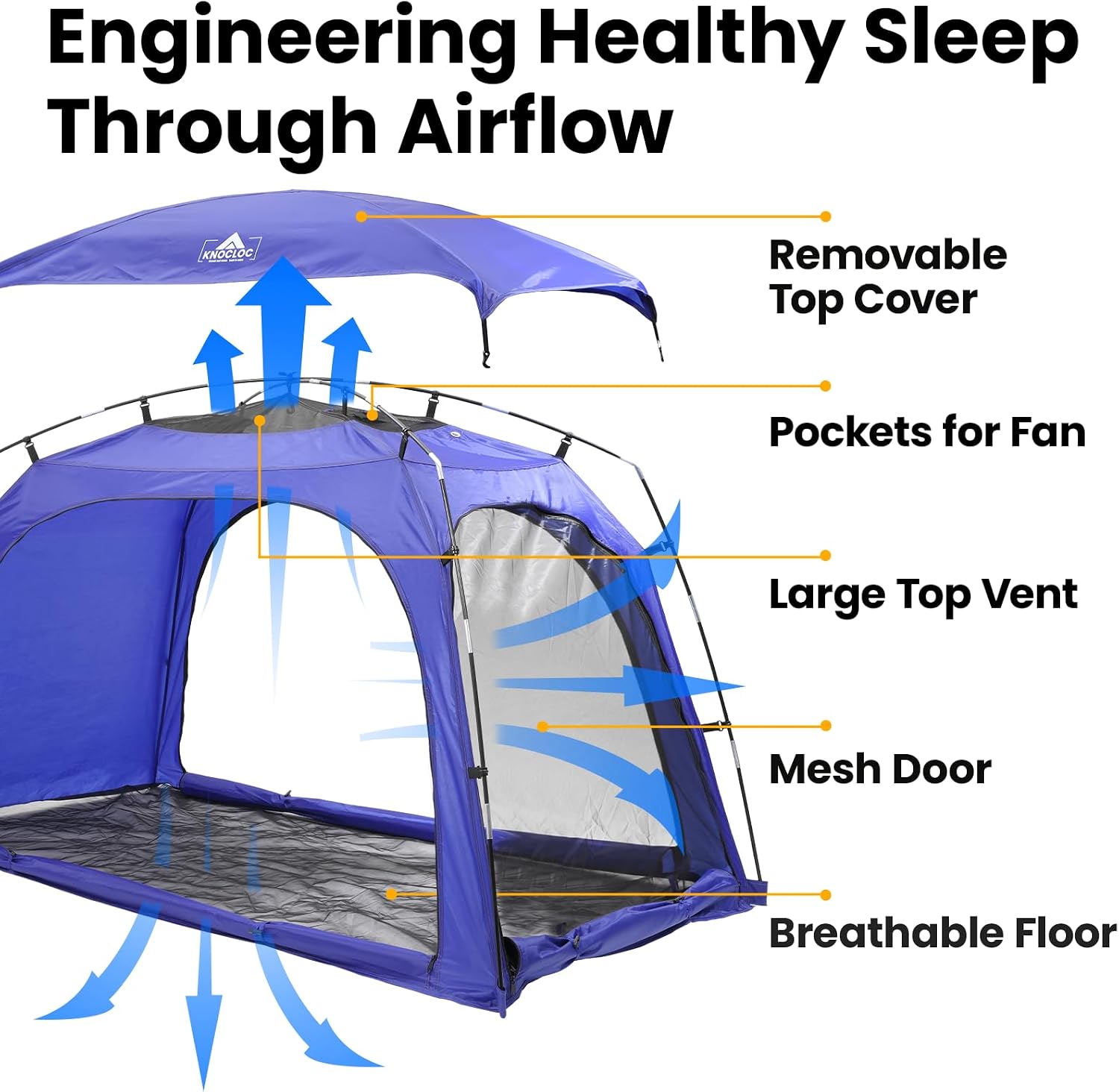 Twin Bed Tent for Boys' Healthier Sleep & Privacy, Blue | 70% Blackout for Restful Sleep, Mesh Top & Floor Boost Airflow, Built-in Fan Pockets, 3 Doors, CPC Certified Safe