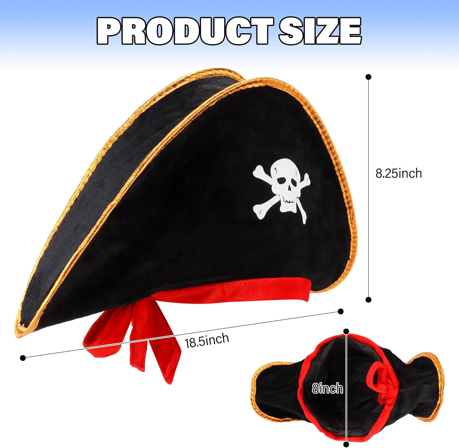 Chanaco Pirate Hat Costume Accessories for Men Women Eye Patch Earring Favors Pirate Captain Themed Party Decorations Halloween Cosplay Birthday Outfit Set Supplies - Image 4