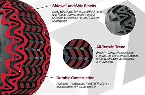 Miniatura 3 de GTW Combo de ruedas y neumáticos para carrito de golf de 10 pulgadas  GTW Medusa ruedas mecanizadasplateadas en neumáticos todo terreno 22x11-10