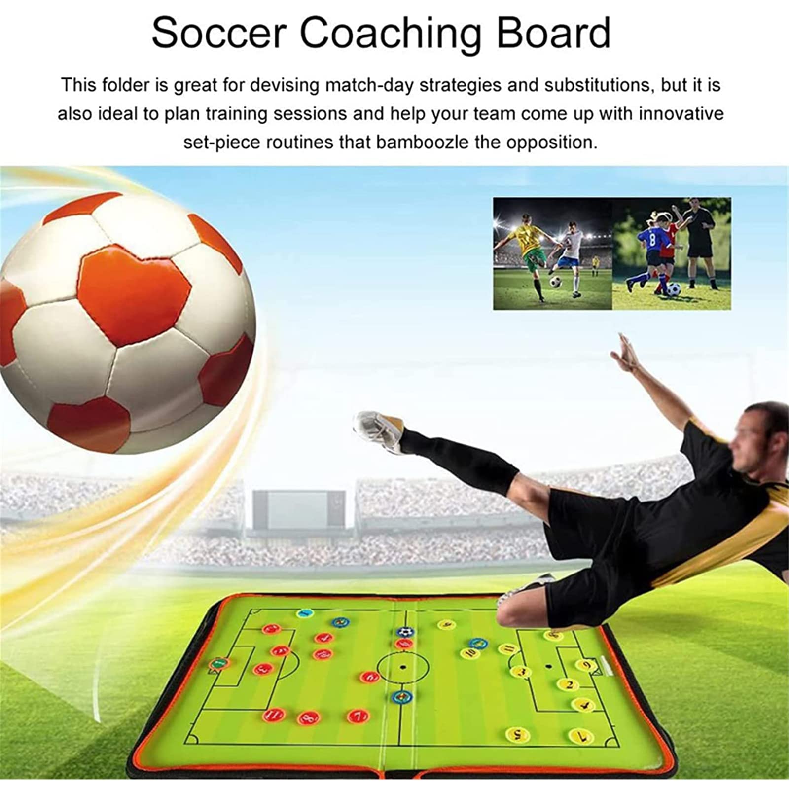 Lavagna Tattica per Allenamento da Calcio, lavagnetta Magnetica Pieghevole, Guida per l'addestramento delle Attrezzature ausiliarie per l'addestramento della tavola Tattica