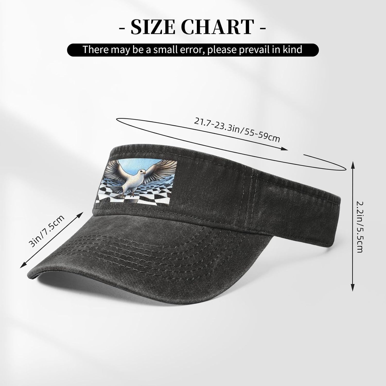 Sun Hats for Men Women Summer Sport Empty top Baseball Cotton with for Beach, Summer & Outdoor Activities A Bird with Surrealistic Chessboard Background Black