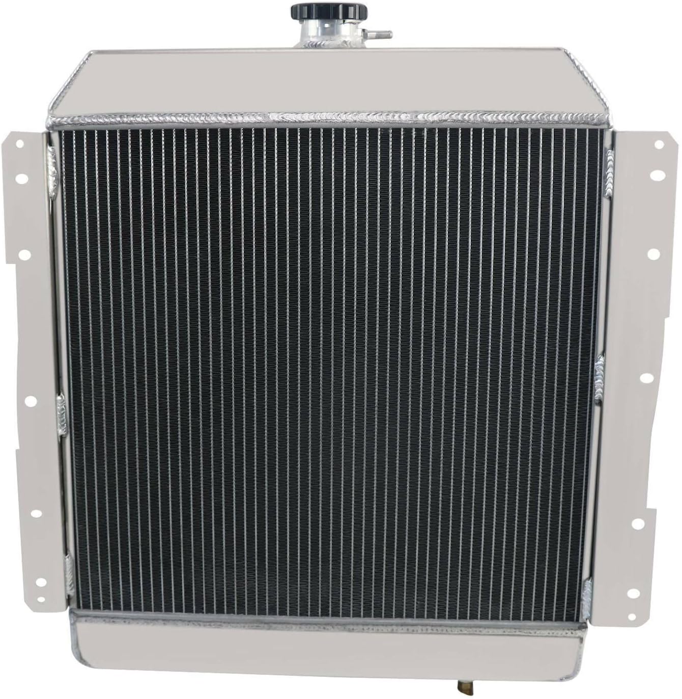Full Aluminum Radiator for 1958 Chevy Bel Air Del Ray Impala Biscayne L6 V8, 3 Row Radiator & Shroud Fan & Thermostat Relay Complete Kit