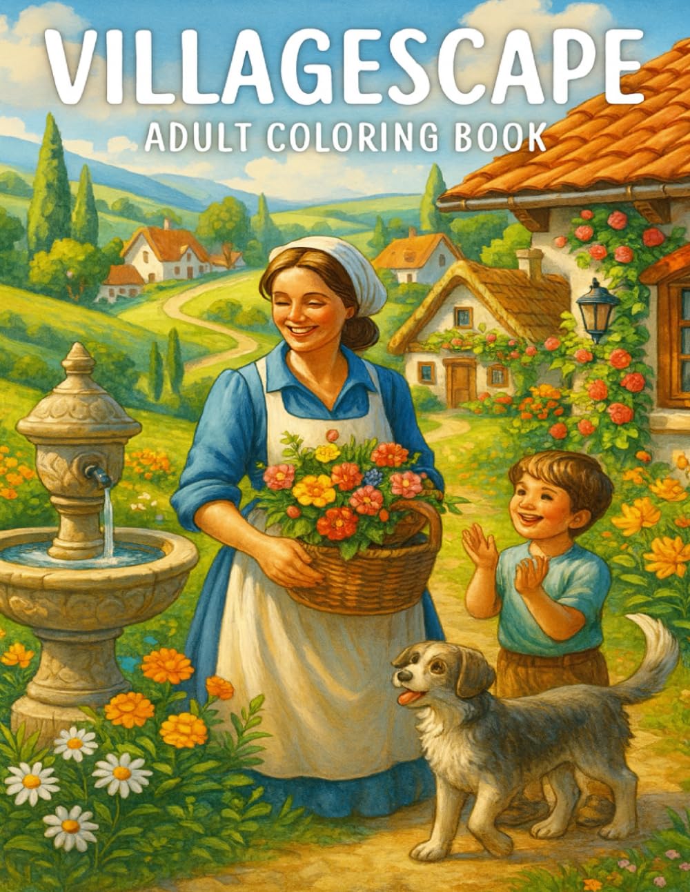 Villagescape Adult Coloring Book: Charming Village Scenes, Cozy Cottages, Old-World Streets & Relaxing Countryside Landscapes for Stress Relief and Creativity