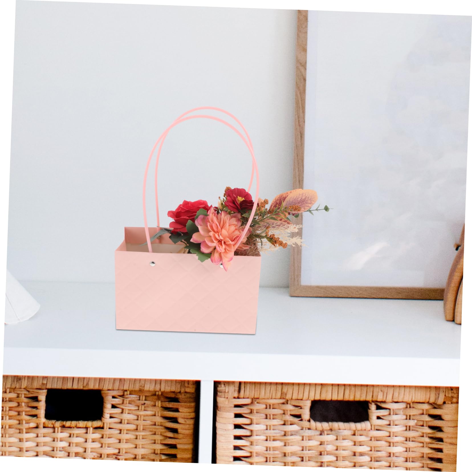 Zerodeko 10stücke Blumenstraußtüten Aus Kraftpapier Mit Griff Blumenverpackungshalter Geschenktüten Für Floristenbedarf Korb Abschlussfeier Hochzeitsgeschenk
