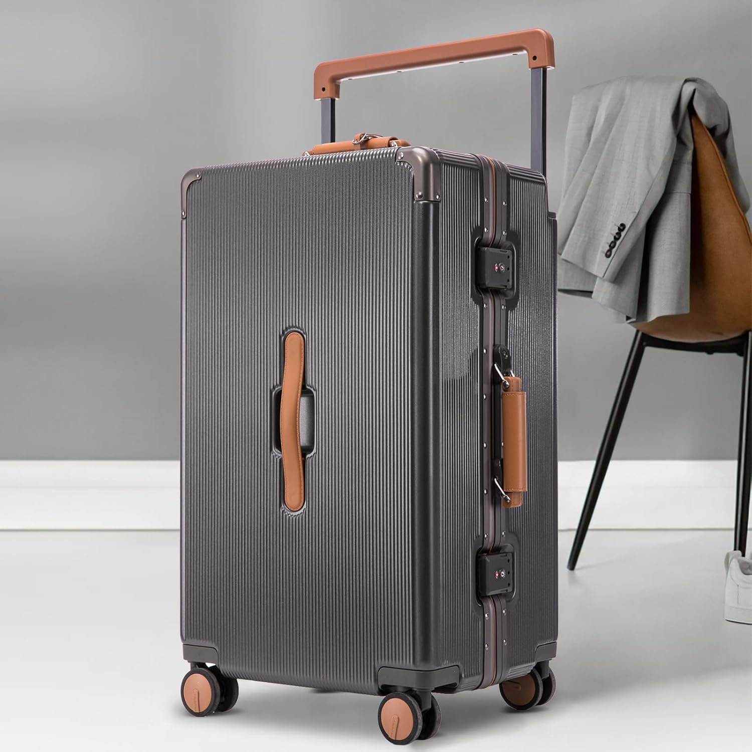 Apelila 28 Inch Checked Luggage, Hardshell Suitcase with Spinner Wheels, Wide Handle & TSA Lock, 116L Large Capacity for Family and International Travel- Cruise & Airline Approved