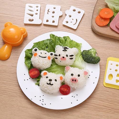 Miniatura 3 de Lindo molde de sushi de animales, moldeador de bolas de arroz con cortador de ponche de algas marinas Nori, herramientas de cocina de bricolaje para