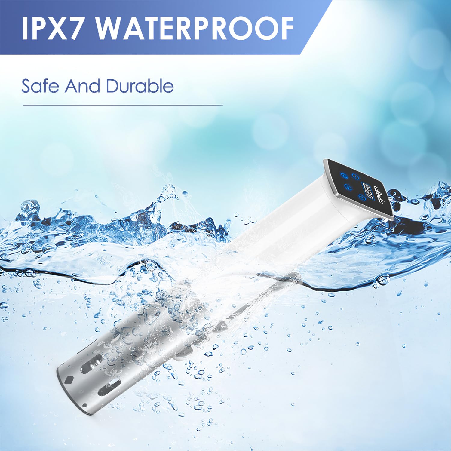 Wancle Sous Vide Sous Vide Stick 1100W –Sous Vide Garer mit IPX7 Wasserschutz, ±0,1 °C Temperaturkontrolle, leise & kompakt – Perfekt für zarte Steaks & Gemüse, Weiß