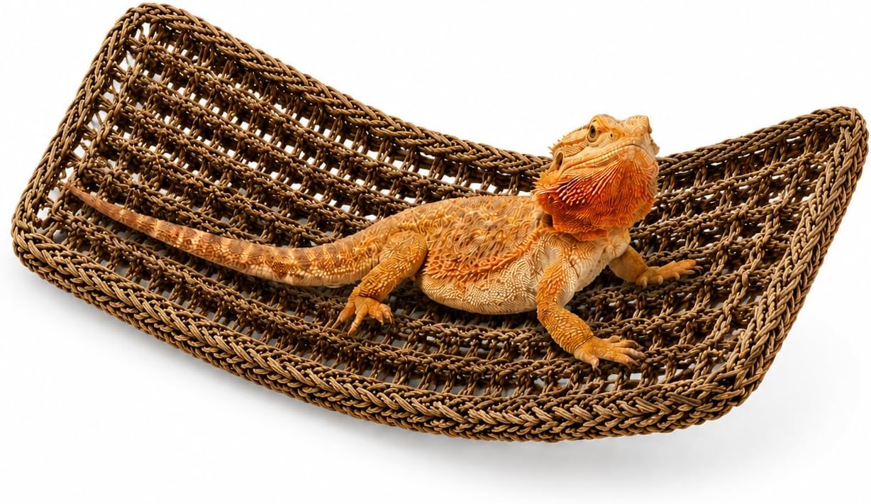 Bearded Dragon Hand-Woven from Seaweed Hammock, 28.7 * 7.06 in, Reptile Lounger for Chameleon, Lizards, Gecko, Snakes, Lguana Reptiles, Geckos
