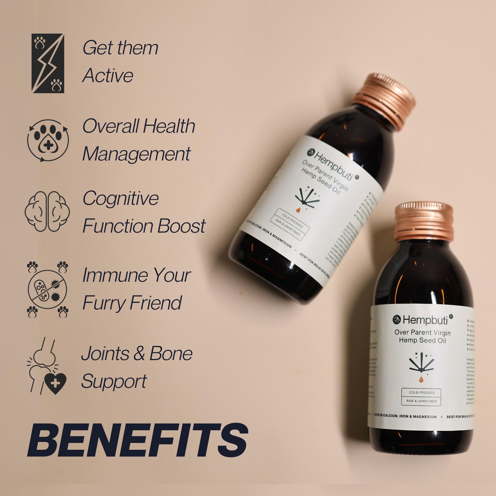 Hempbuti Natural Hemp Seed Oil for Dogs & Cats 125 Ml | Pets Joints and Bone Support Stress Calming Massage Oil | Rich in Omega-3-6 Dog Supplement | Cold Pressed Hemp Oil for Dogs Pain Anxiety Relief 4
