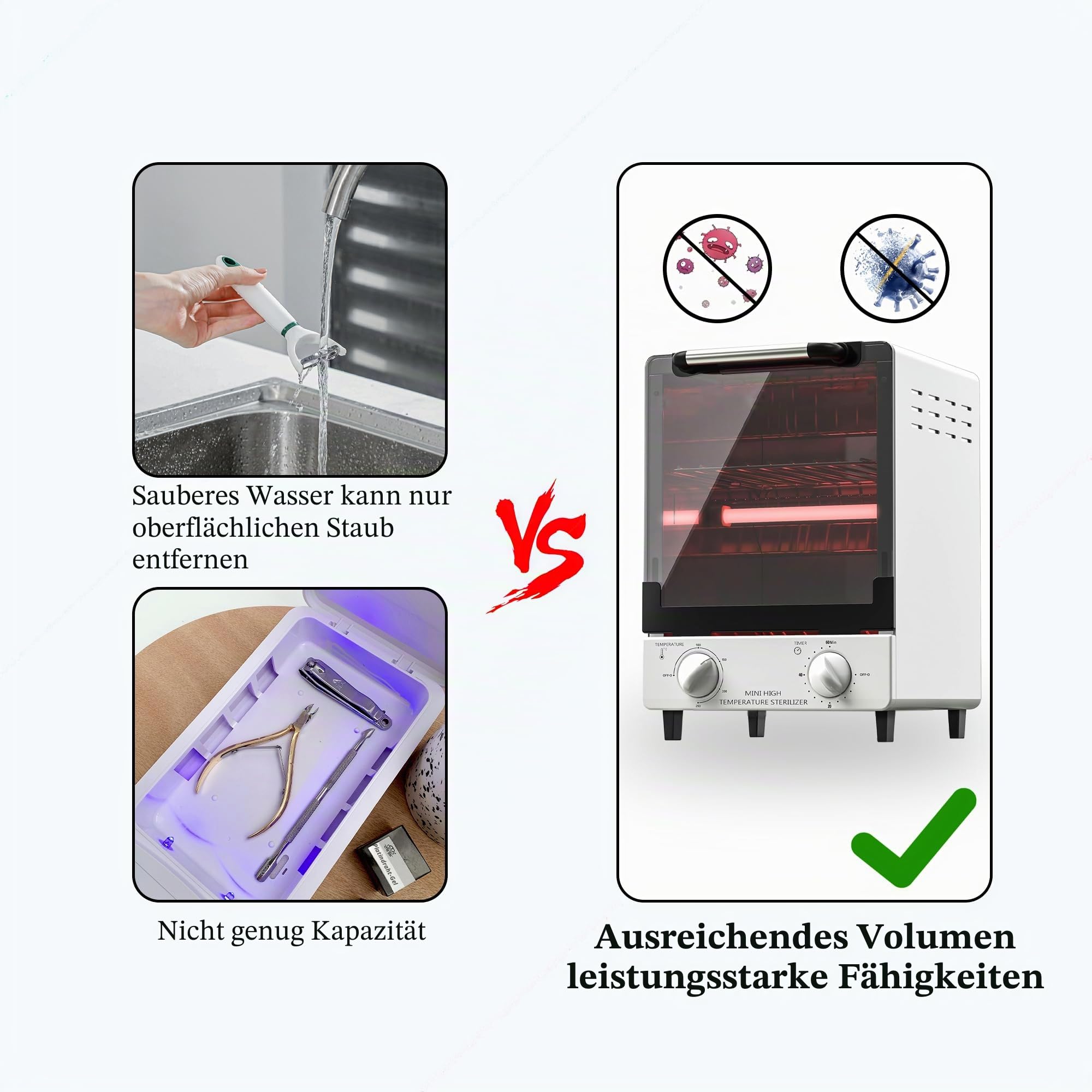 Hochtemperatur-Sterilisator, 10 Liter Fassungsvermögen, max. 250°C, mit Temperaturregelung und Timer, für Friseursalon, Spa, Nagelstudio, Werkzeugsterilisator
