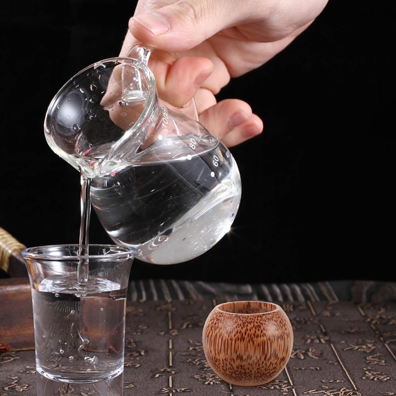 Wood Cup round Coconut Wood Mug for Water Espresso Serving