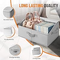 Vista 5 de Criusia Organizadores de Armario Contenedores Paquete de 4 - Organizador de Estante Grande Plegable con Asas - Cestas de Tela Trapezoidales para Gris