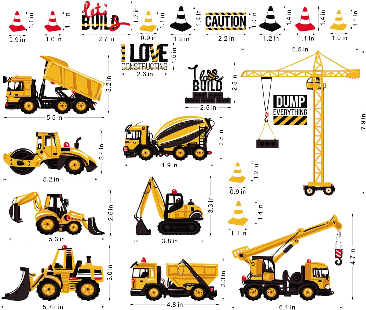 Decalmile Pegatinas De Pared Transportes Construcción Vehículo Vinilos Decorativos Coches Camión Ciudad Carretera Adhesivos Pared Infantiles