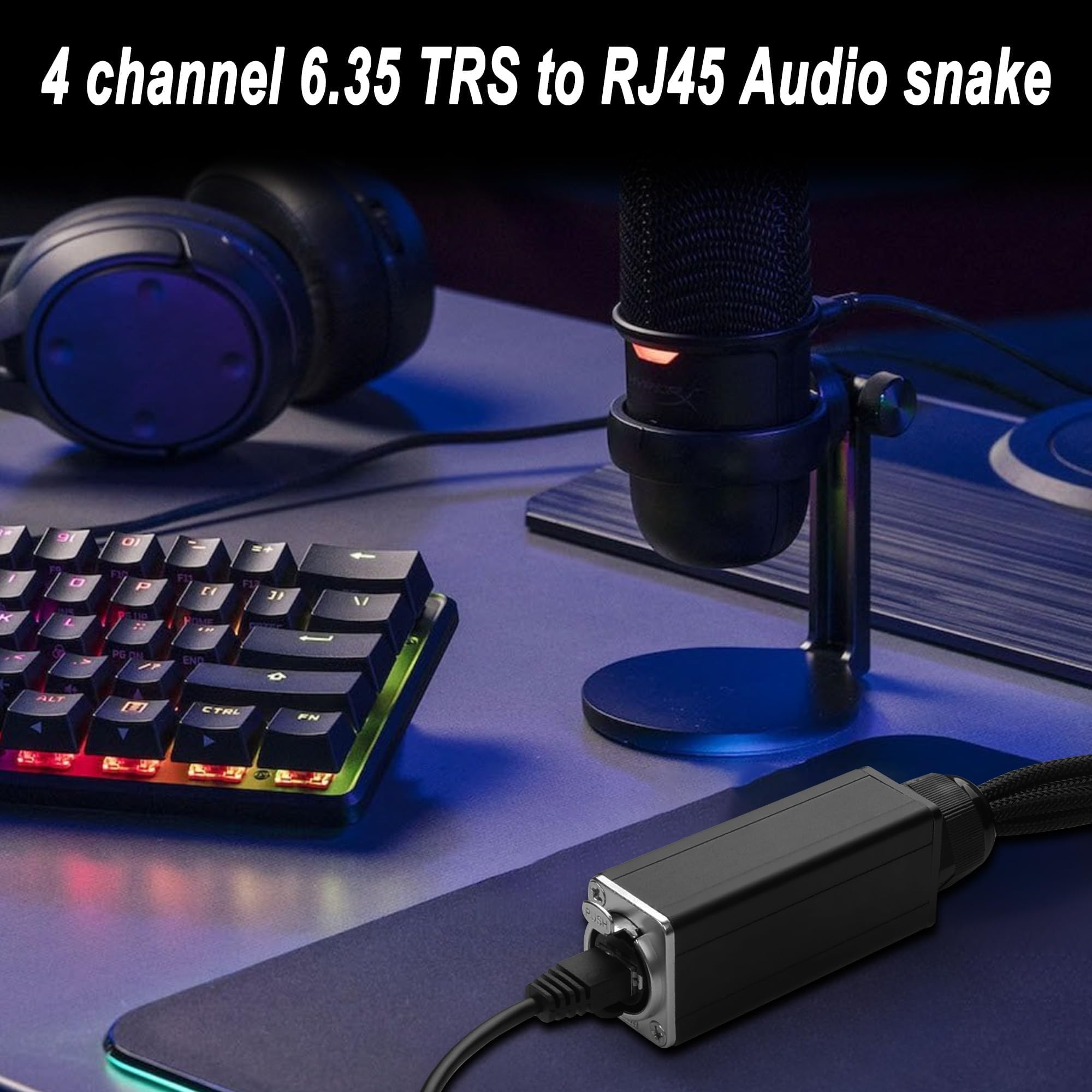 XMSJSIY 1/4" TRS Audio Snake 4-Kanal Multi Over RJ45 Ethercon Cat5/6 zu 6.35mm TRS Netzwerk Extender Kabel für Bühne Sound und Recording Studio (A)
