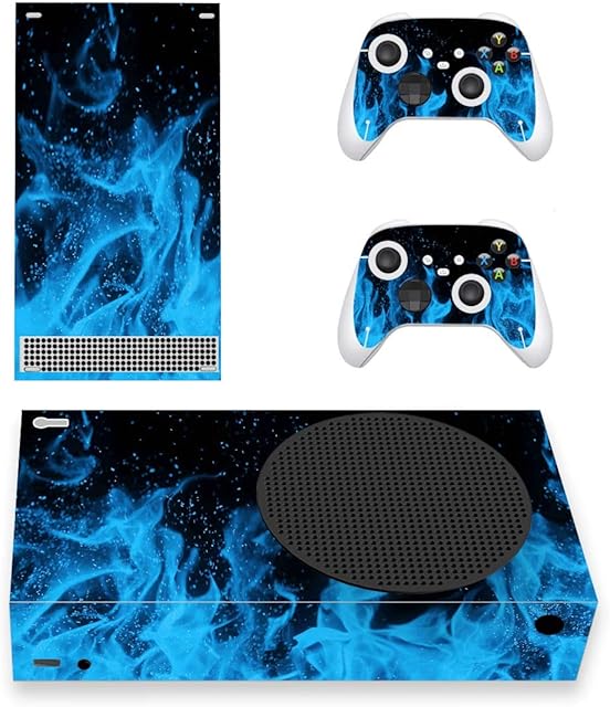 PlayVital Blue Flame Custom Vinyl Skins for Xbox Series S, Wrap Decal Cover Stickers for Xbox Series S Console Controller