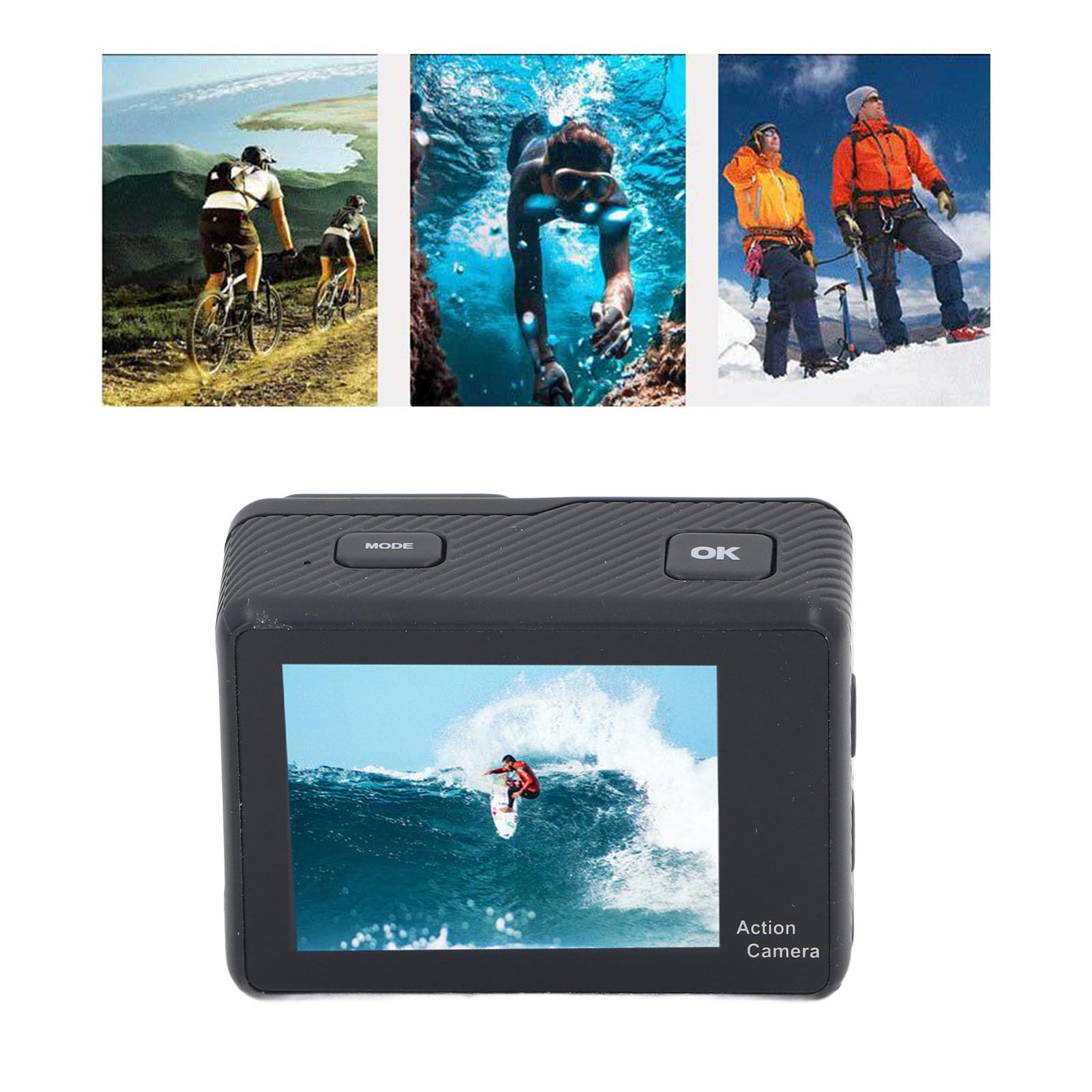 Yctze 5K-Actionkamera mit 48 MP Auflösung, 6 Achsen Anti-Shake, 170-Grad-Weitwinkel-WLAN, Wasserdicht, Mehrere Modi Zum Tauchen, Surfen, Schwimmen