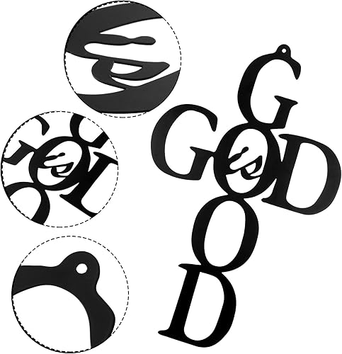 Miniatura 2 de Letrero colgante de metal con cruz negra con texto en inglés "God is Good", bonito regalo de decoración religiosa para decoración de pared del hogar