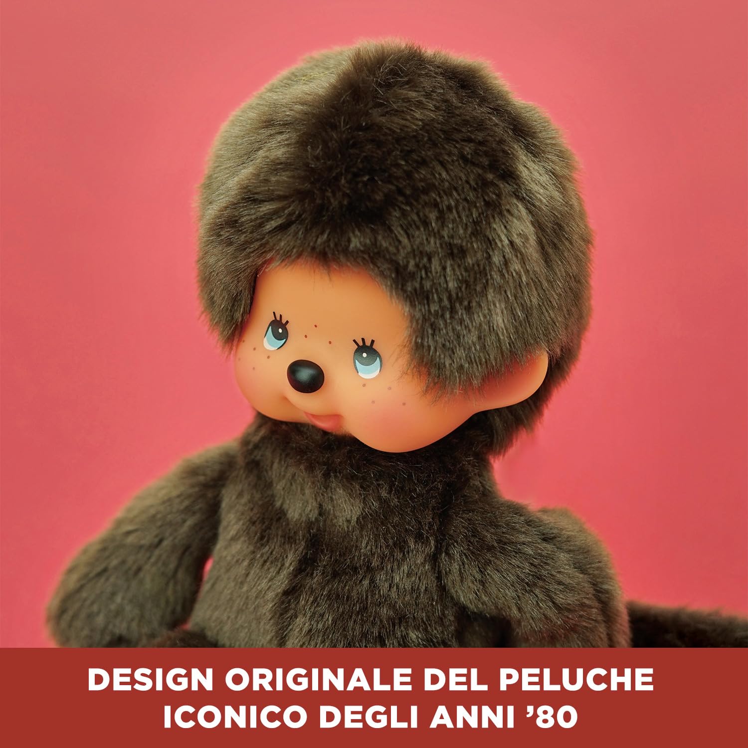 Monchhichi Bandai Peluche Originale - Peluche Scimmietta Iconica degli Anni '80 - Morbidissima peluche 20 cm per bambini, adulti - Giocattolo per Bambini dai 2 anni in su - 84637