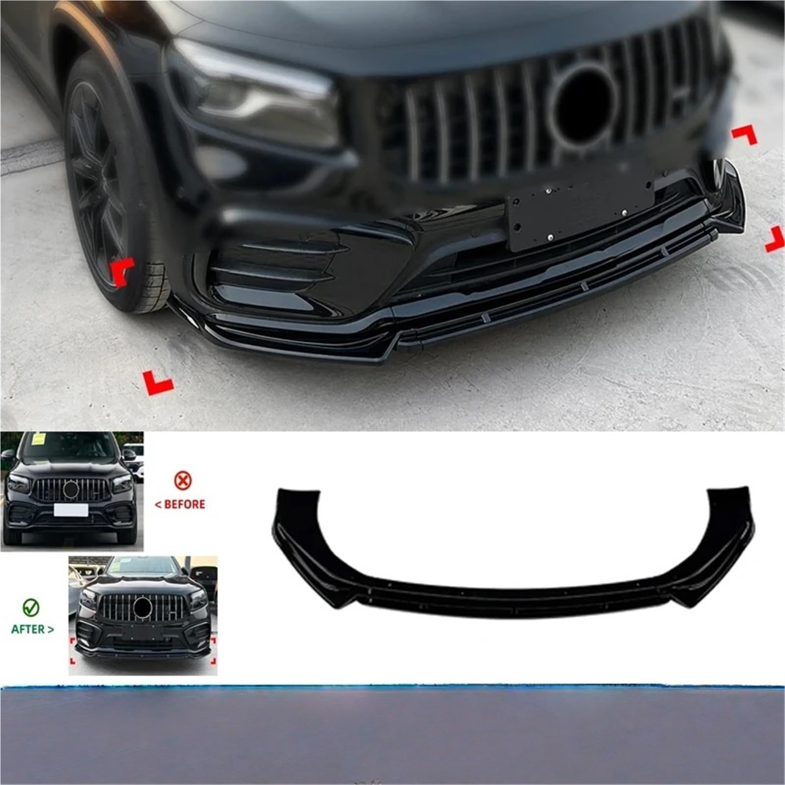 Kompatybilny z Mercedes Benz GLB X247 GLB220 GLB35 AMG 2024+ dokładka przedniego zderzaka samochodu przedni zderzak łopata Spoiler zewnętrzne zestawy karoserii akcesoria(Carbon Look)