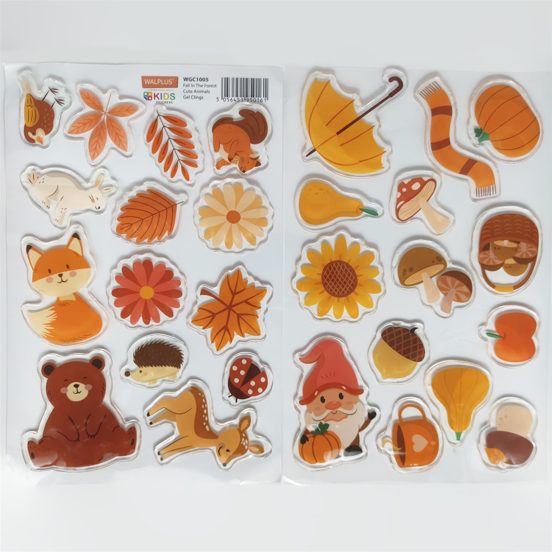 WALPLUS Window Gel Stickers Thick Window Gel Clings Reusable Gel Window Stickers Kids Fall in Forest Cute Animals Window Stickers Kids Classroom Gel Stickers for Kids 28 PCS - Image 2