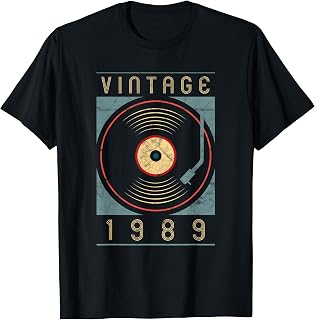 Custom Vintage 1989 Vinyl Turntable Retro DJ Birthday Camiseta