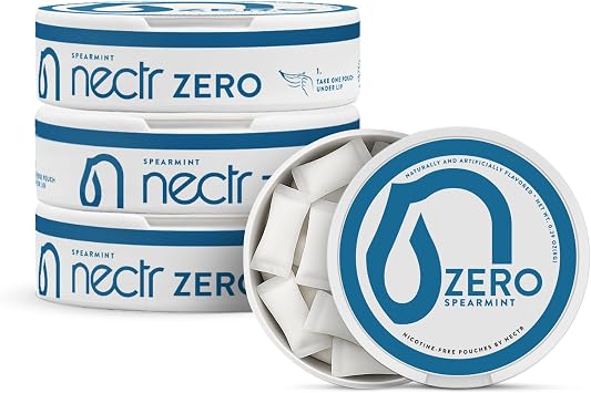 Nectr Energy Zero Pouches - No Caffeine, No Sugar, Zero Calories, Mini Pouches for Oral Fixation and Stress Relief - 4 Pucks of 20 - Spearmint Flavor