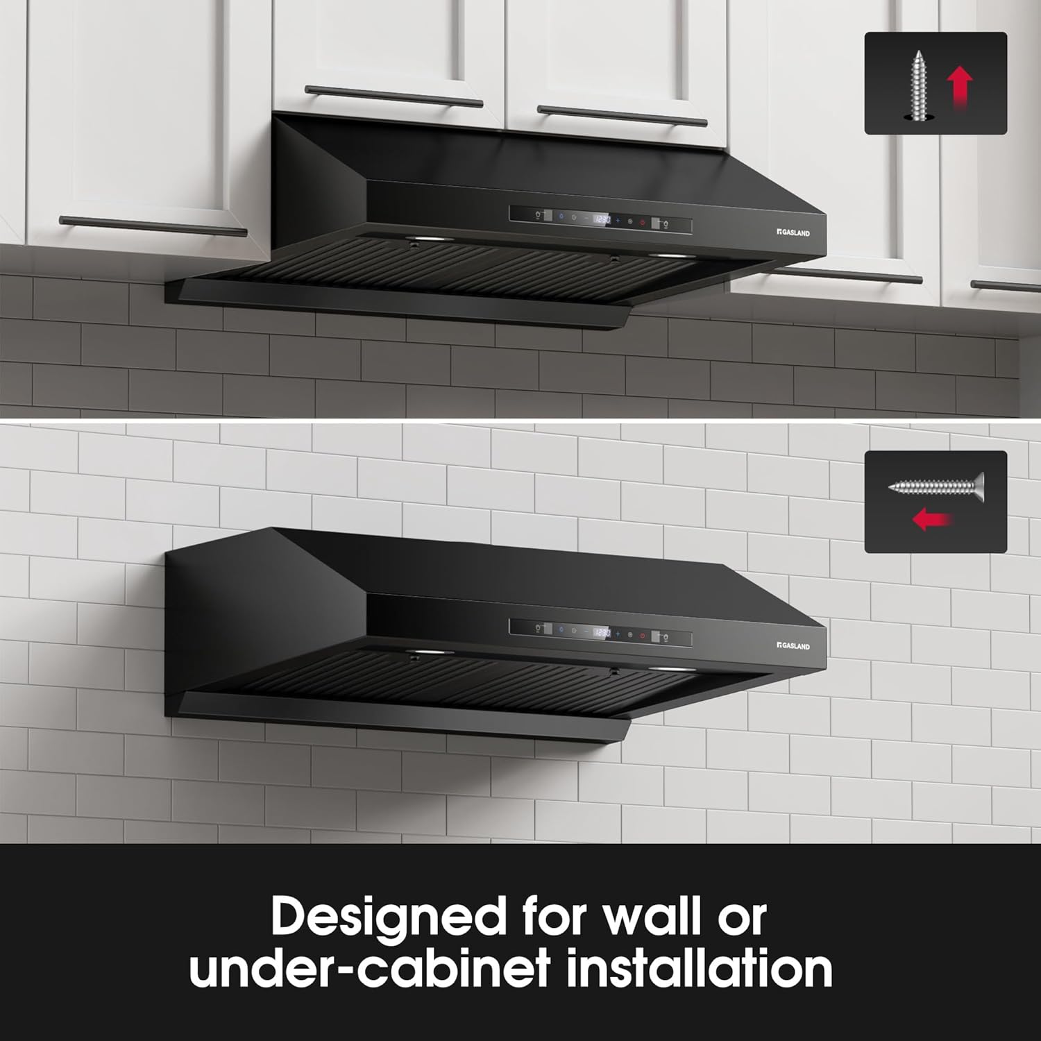 GASLAND 24 Inch Black Electric Wall Oven +30 Inch Black Range Hood