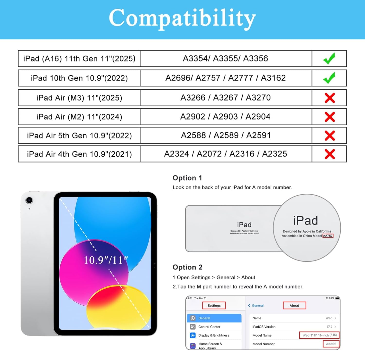 Soke for iPad (A16) 11th/10th Generation Case with Keyboard(2025/2022)-7 Color Backlight Wireless Detachable Folio Keyboard Cover with Built-in Pencil Holder for iPad 11/10.9 inch, Sky Blue - Image 2