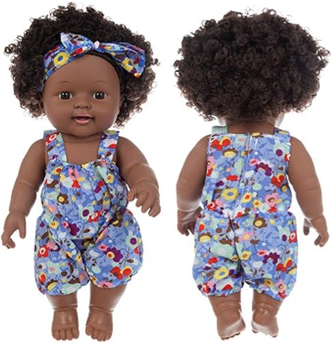 Miniatura 6 de Muñeca de bebé africana negra realista de cuerpo suave con ojos abiertoscerrados, muñecas de bebé para niños pequeños, conjunto de muñeca de juguete
