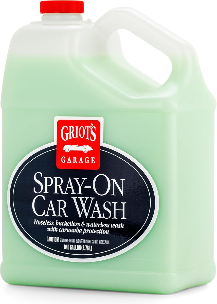 Spray-On Car Wash for Vehicle Cleaning and Detailing, Rinseless and Waterless, No Hose and Bucket Needed, With Carnauba Wax Protection, 11066, One Gallon