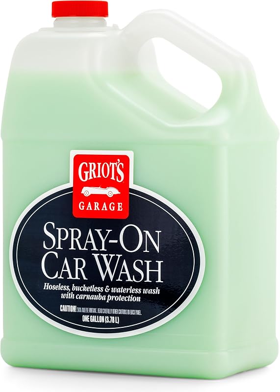 Spray-On Car Wash for Vehicle Cleaning and Detailing, Rinseless and Waterless, No Hose and Bucket Needed, With Carnauba Wax Protection, 11066, One Gallon