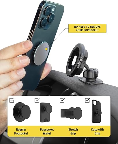 Miniatura 7 de Scosche MagSafe - Soporte magnético para teléfono para salpicadero y ventilación de automóvil con rotación de 360, soporte de teléfono celular 2 en