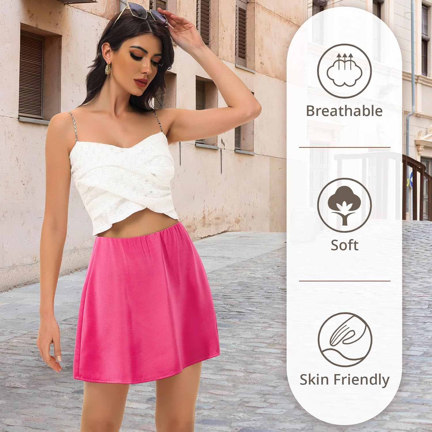 Satin Mini Skirt High Waisted Silk Skirts for Women Trendy Solid Color Short Skirt - Image 4