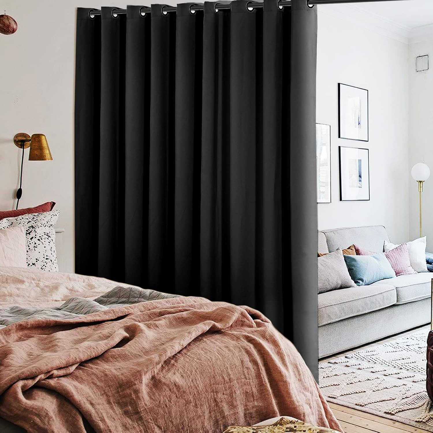INOVADAY Sliding Door Curtains Room Divider Curtain for