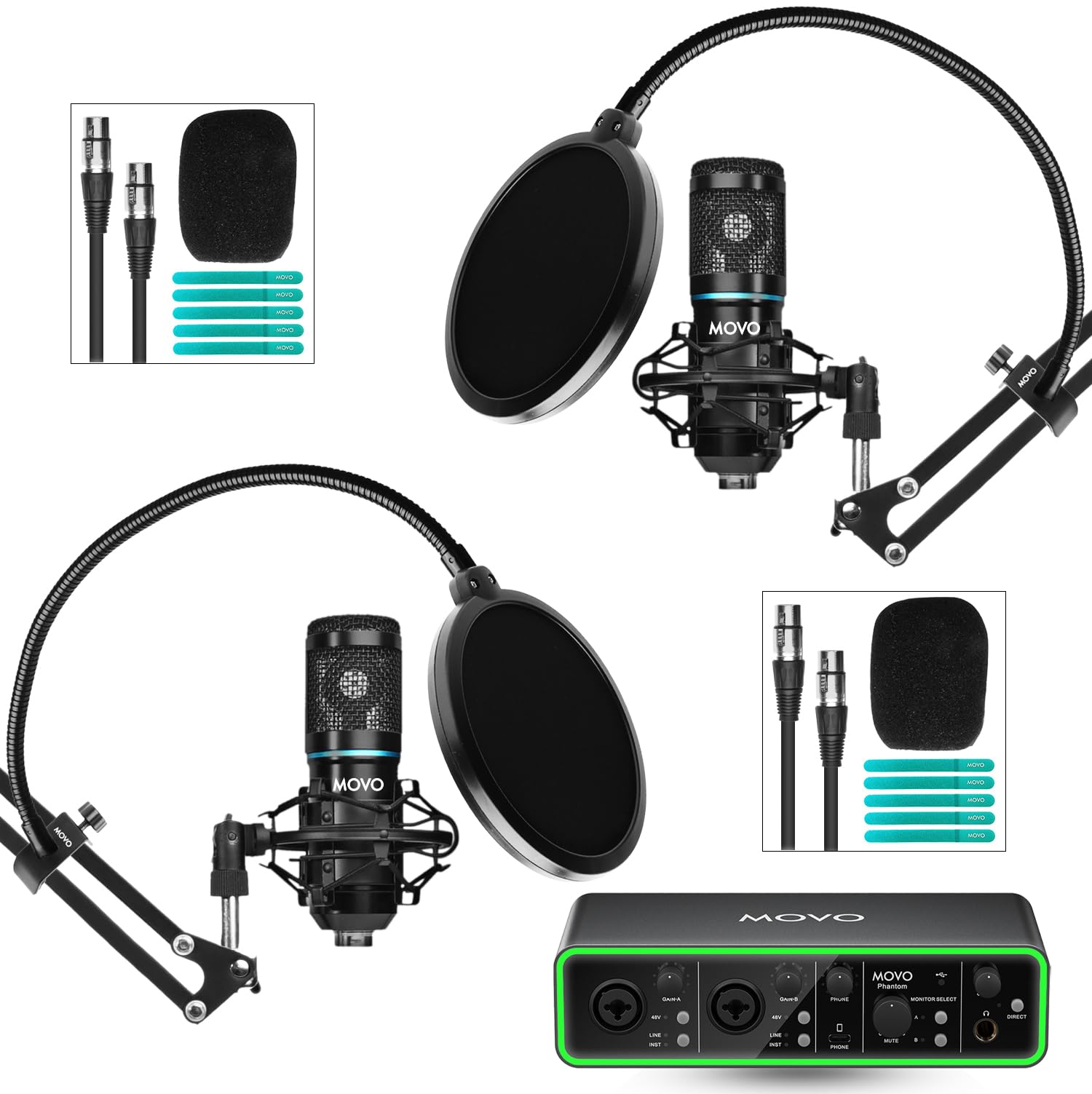 マイク2個セット Amazon.co.jp: Movo PodKit2A ポッドキャスト機器セット コンデンサー