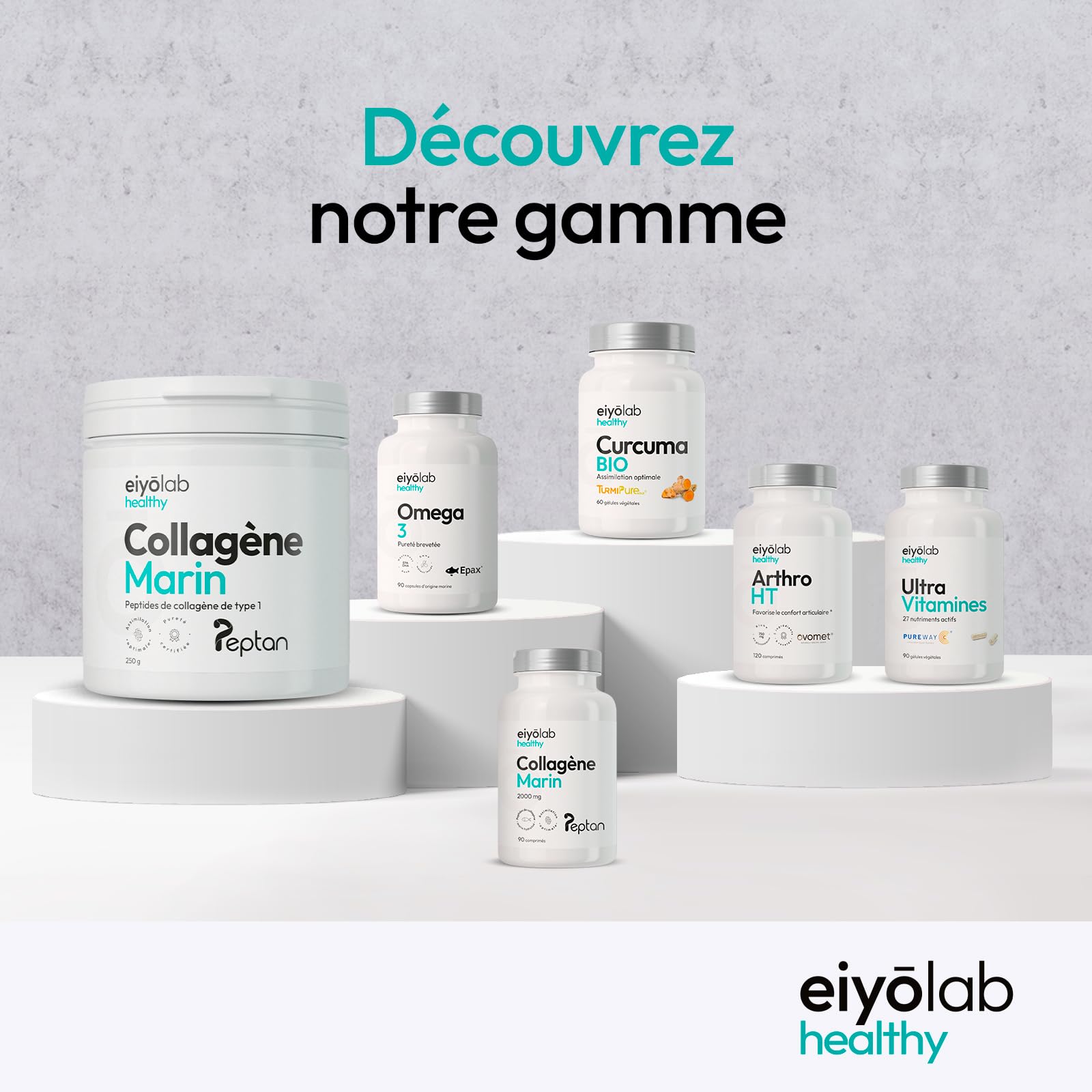 ARTHRO HT | Articulations Douloureuses - Soulagement Rapide et Durable | 3 Actifs Brevetés | Collagène Ovomet + Glucosamine + Chondroïtine + MSM + Boswellia | 120 Comprimés | Made in France | Eiyolab