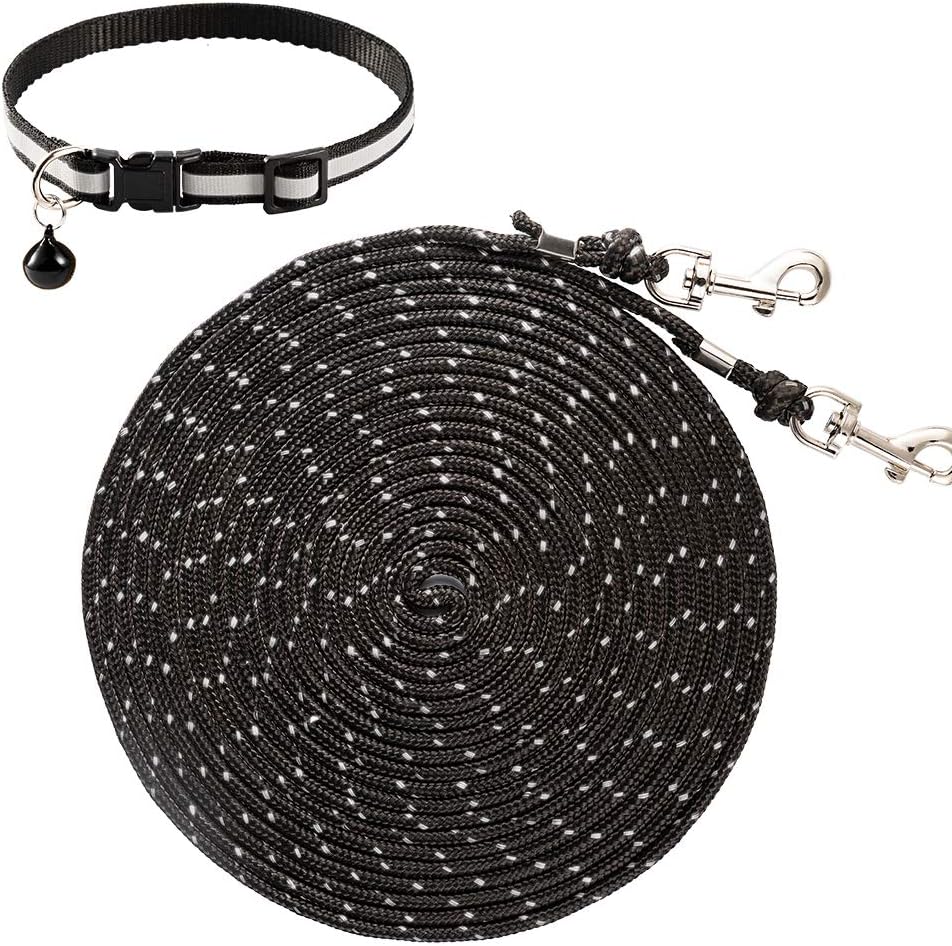 Reflective Cat Tether Leash - Outer Nylon Braided Cat Leash, Orange, Black, 26'